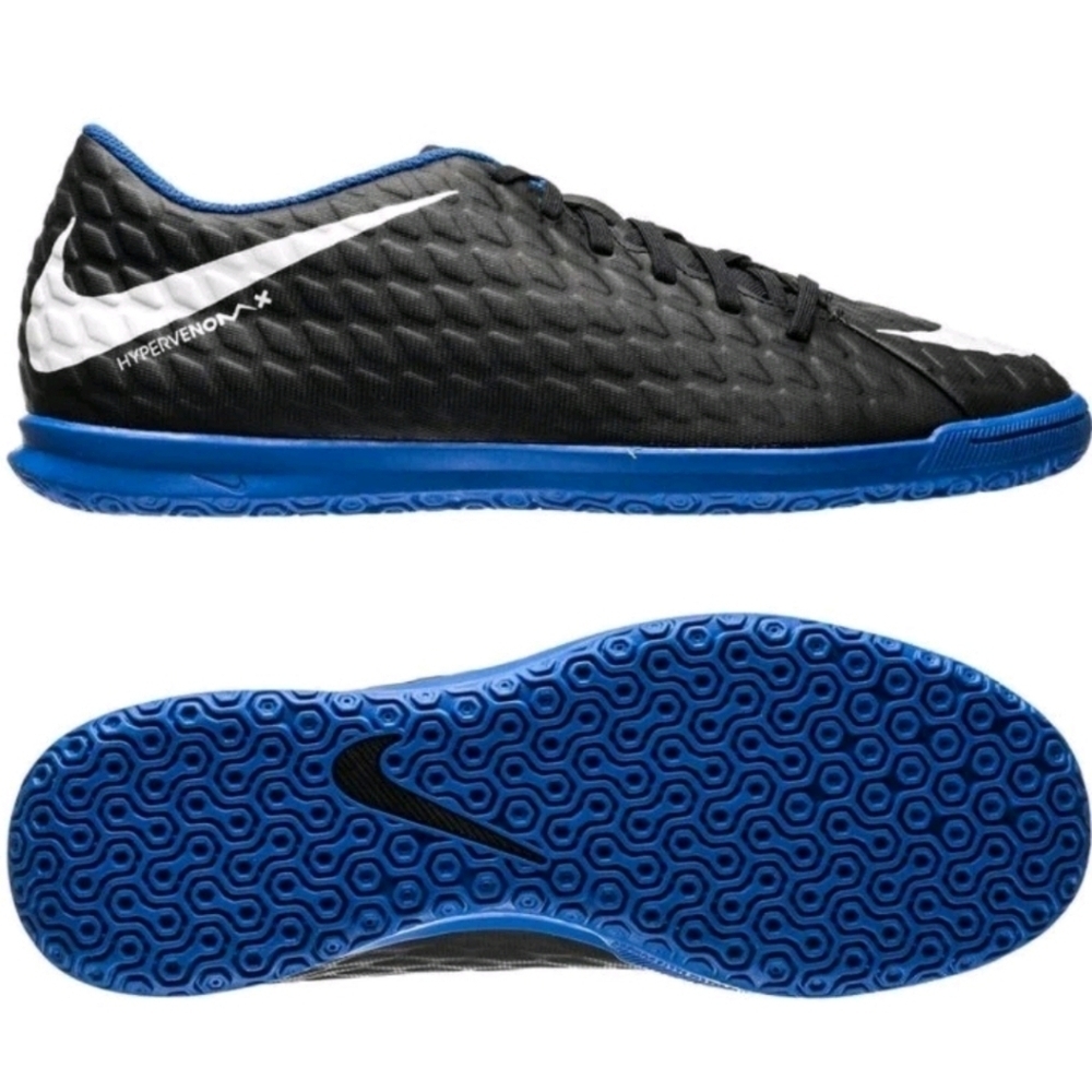 Nike Mens Black And Blue HypervenomX Phade Indoor Soccer Cleats New 11IC 6.5